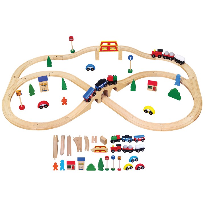 Viga Toys - Wooden Train Set - 49 pieces New Classic Toys